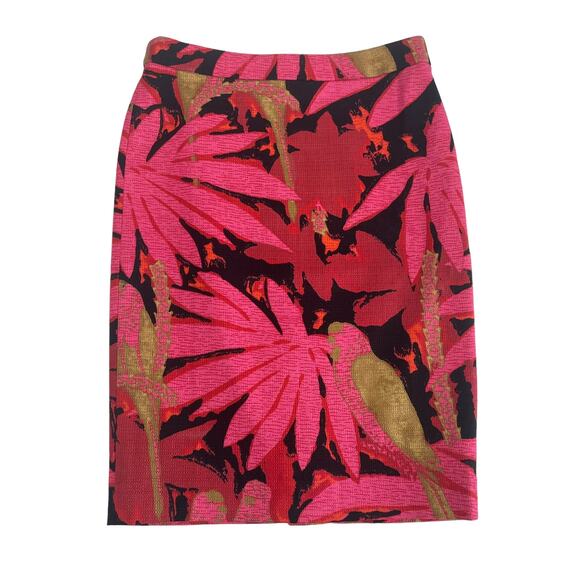J. Crew Pink and Gold Tropical Floral Pencil Skirt, size 2 - Picture 2 of 8